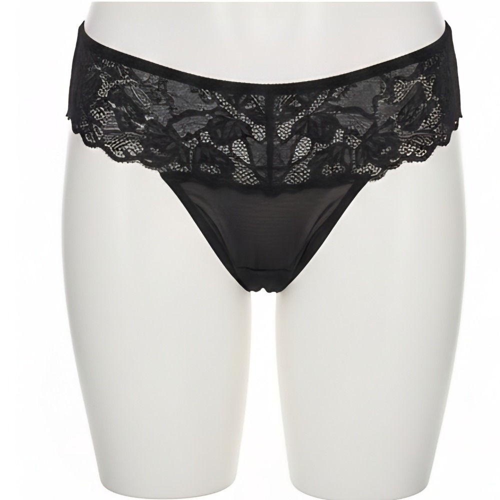 Natori Black Lace Thong Panty Size‎ L Sheer Sexy Lingerie NWOT